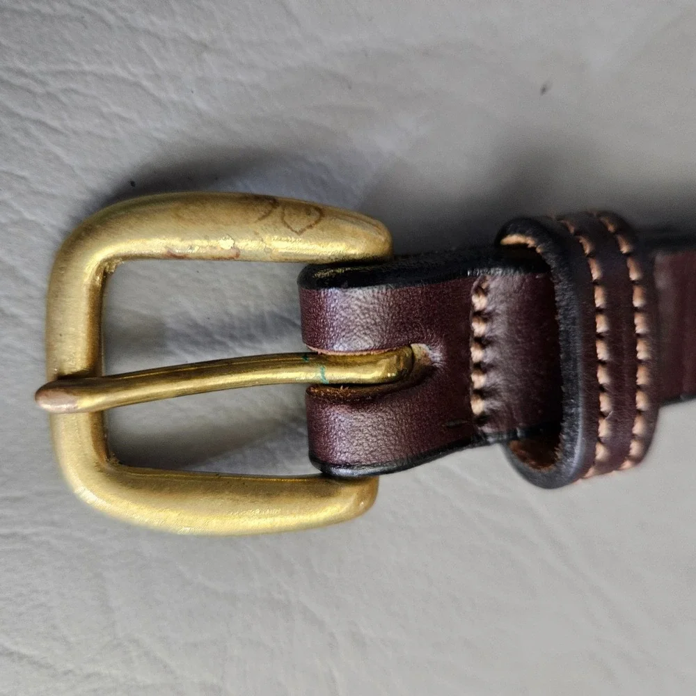 Tory Leather English Bridle Leather Belt Brown Brass Buckle USA Made 30 2337